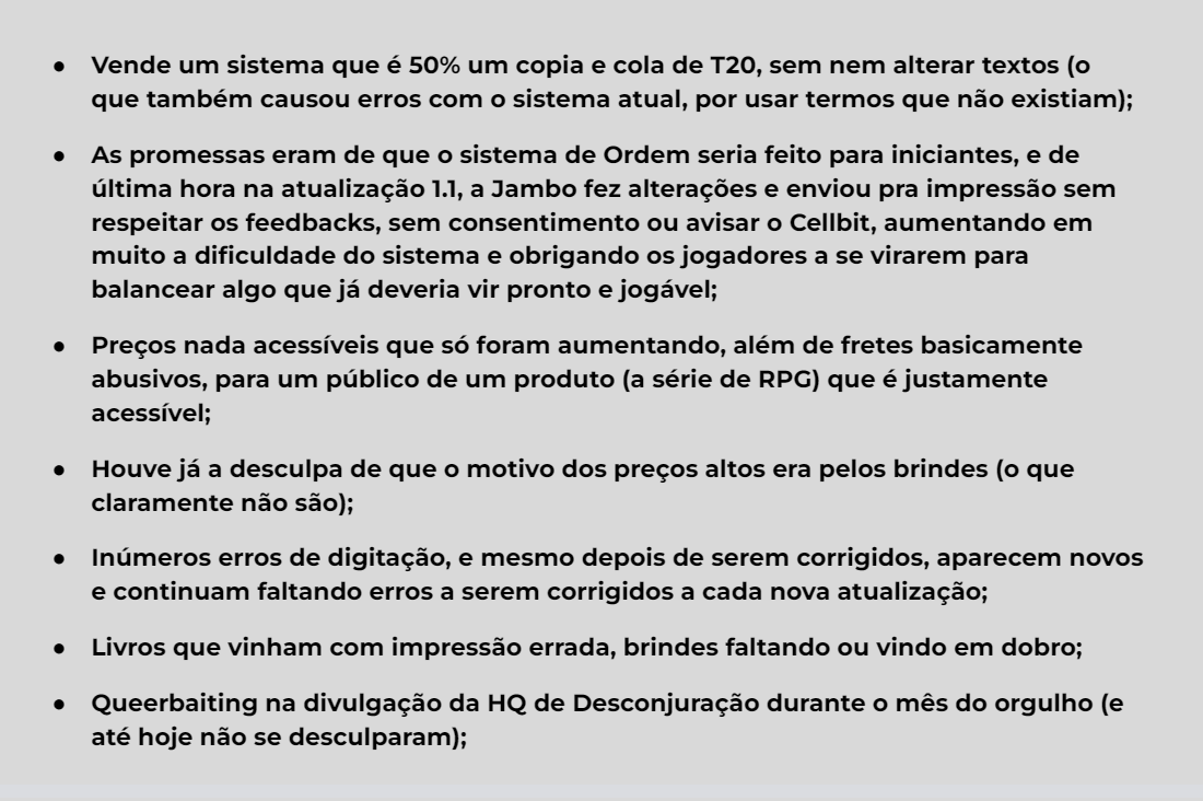 _FranciOficial_'s tweet image. Alguns motivos para o #BoicoteJambo em relação aos produtos de Ordem Paranormal: