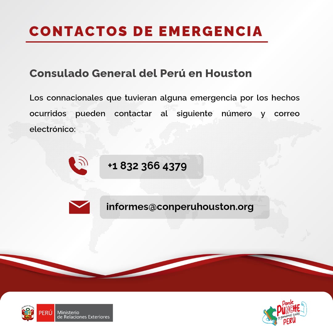 El Perú expresa sus sentidas condolencias al Gobierno de los Estados Unidos y al pueblo de Texas por las víctimas de las inundaciones ocurridas en el condado de Kerr. Asimismo, formula votos para que se encuentre a las personas desaparecidas.
El Ministerio de Relaciones