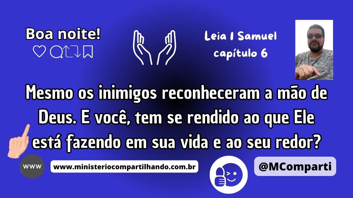 MComparti's tweet photo. Graça, Paz e Alegria! Leia 1 Samuel 6
Mesmo os inimigos reconheceram a mão de Deus. E você, tem se rendido ao que Ele está fazendo em sua vida e ao seu redor?
Boa noite!
#CompartilhandoNaWeb #Bíblia #SeRender #reconhecer #EleFaz #1Samuel #DeuséFiel #MinisterioCompartilhando https://t.co/aZlMwkOSnJ