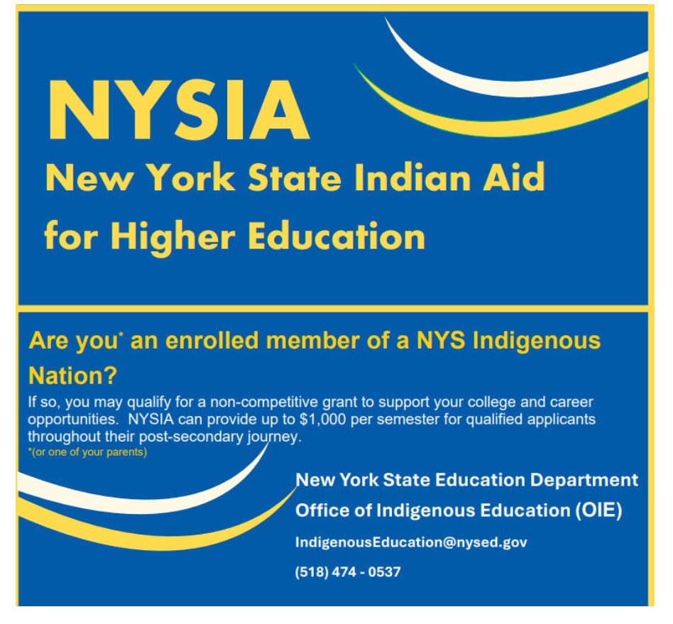 Onondaga Nation (@onondaganation) on Twitter photo New York State Department of Education Indian Aid for Higher Education. onondaganation.org/news/2025/new-… <a href="/NYSEDNews/">NYS Education Department</a> New York State Department of Education Indian Aid for Higher Education. onondaganation.org/news/2025/new-… <a href="/NYSEDNews/">NYS Education Department</a>