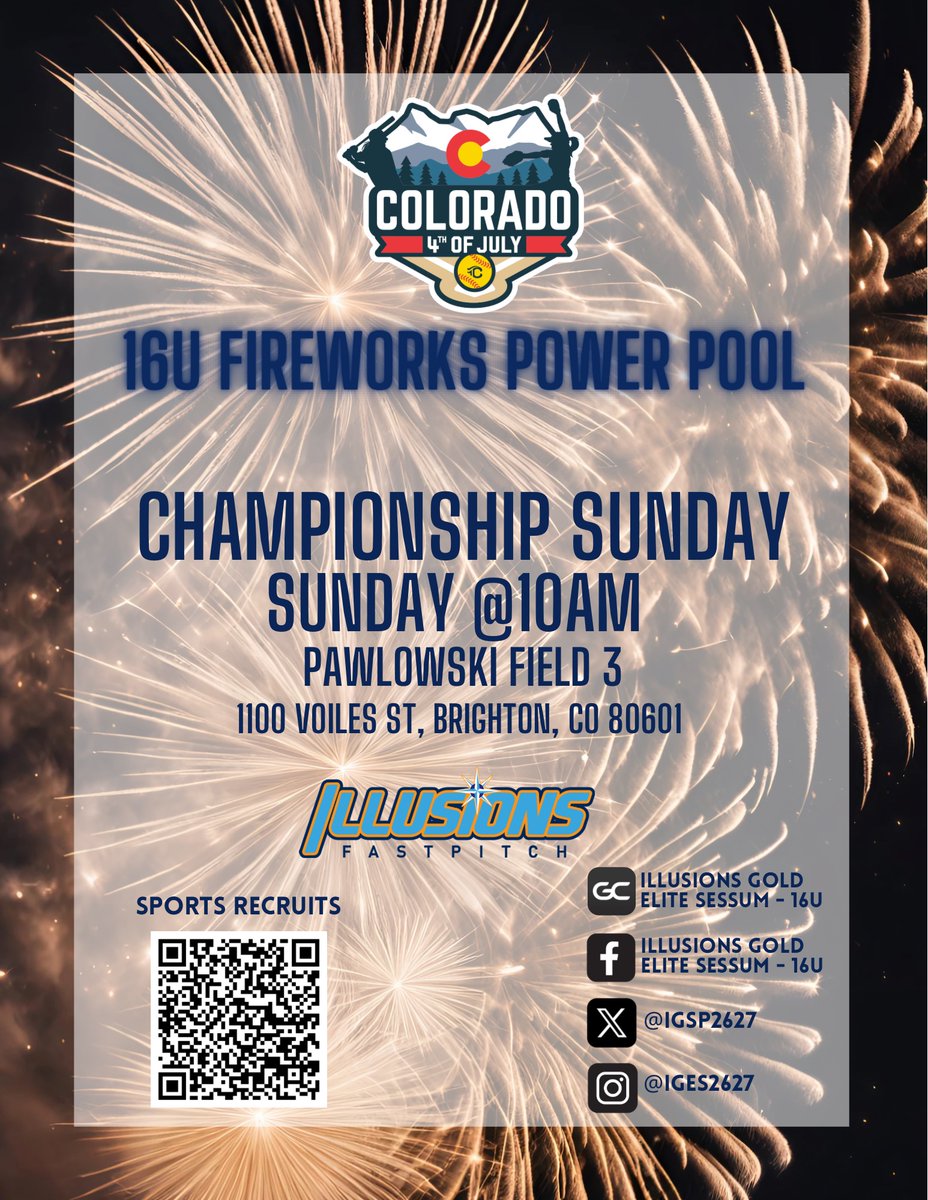 CHAMPIONSHIP SUNDAY 🔥 Let’s finish what we started.
📍Check out the schedule + come get loud! 🥎
#ChampionshipSunday #COSparkler2025 #IllusionsGoldElite #LeadTheWay