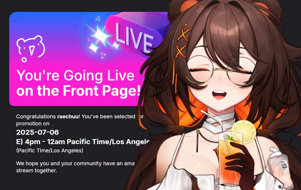 raechuue's tweet image. tomorrow, it'll be my first time on the twitch front page!! ๐
WE'RE GONNA BE PLAYING HORROR GAMESS! it's a litlte late for a model debut day, but we'll roll with it LOL