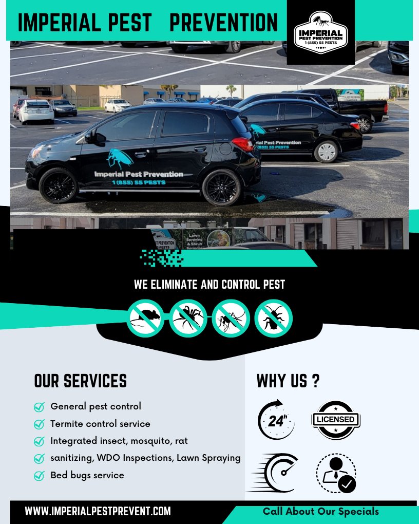 🚫🐜 Bugs Don’t Stand a Chance! 🐜🚫
From Orlando to Daytona, St. Augustine, and everywhere in between, Imperial Pest Prevention is the TOP-RATED name in pest control! 💪🏽✨

📞 Call the pros today at 386-956-9506

🛑 Don’t settle for less – go with the best!
