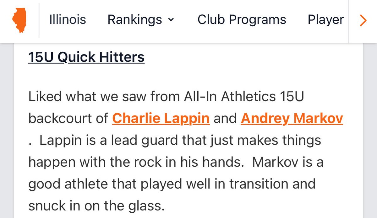 ALL IN Elite Boys (@aiaeliteboys) on Twitter photo Just some of the things they’re saying about <a href="/aiathletics/">ALL IN Athletics</a> after Day 1 of the <a href="/PrepHoops/">Prep Hoops 🏀</a> IL Tune-Up!
<a href="/PrepHoopsIL/">Prep Hoops Illinois</a>
<a href="/scottybscout/">Scott Burgess</a>
<a href="/coachSPham/">Steve Parham</a>
<a href="/AIA_BILLY/">Billy Welcome</a>
<a href="/AndrewBraverman/">Andrew Braverman</a> Just some of the things they’re saying about <a href="/aiathletics/">ALL IN Athletics</a> after Day 1 of the <a href="/PrepHoops/">Prep Hoops 🏀</a> IL Tune-Up!
<a href="/PrepHoopsIL/">Prep Hoops Illinois</a>
<a href="/scottybscout/">Scott Burgess</a>
<a href="/coachSPham/">Steve Parham</a>
<a href="/AIA_BILLY/">Billy Welcome</a>
<a href="/AndrewBraverman/">Andrew Braverman</a>