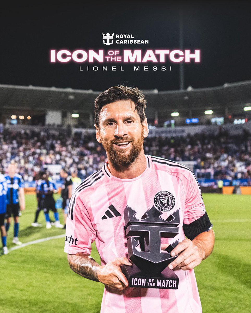 Inter Miami CF (@intermiamicf) on Twitter photo Bringing the 🔥 to Montréal 😎🏆 Messi with the Icon of The Match Trophy 👏 <a href="/RoyalCaribbean/">Royal Caribbean</a> Bringing the 🔥 to Montréal 😎🏆 Messi with the Icon of The Match Trophy 👏 <a href="/RoyalCaribbean/">Royal Caribbean</a>