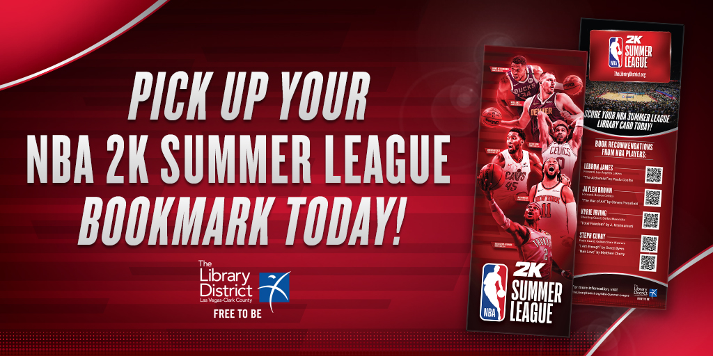 Las Vegas-Clark County Library District (@lvccld) on Twitter photo The <a href="/NBASummerLeague/">NBA Summer League</a> returns to Las Vegas July 10β20!π
Score your FREE collectible bookmark at all 25 branches, featuring reading recommendations from <a href="/NBA/">NBA</a> stars:
π LeBron James
π Jaylen Brown
π Kyrie Irving
π Steph Curry
Details: thelibrarydistrict.org/nba-summer-leaβ¦ #FreeToBeYourself The <a href="/NBASummerLeague/">NBA Summer League</a> returns to Las Vegas July 10β20!π
Score your FREE collectible bookmark at all 25 branches, featuring reading recommendations from <a href="/NBA/">NBA</a> stars:
π LeBron James
π Jaylen Brown
π Kyrie Irving
π Steph Curry
Details: thelibrarydistrict.org/nba-summer-lea⦠#FreeToBeYourself