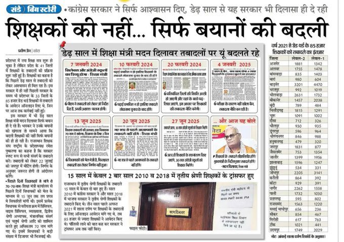 शिक्षकों की नहीं….सिर्फ़ बयानों की बदली 
 # तबादला