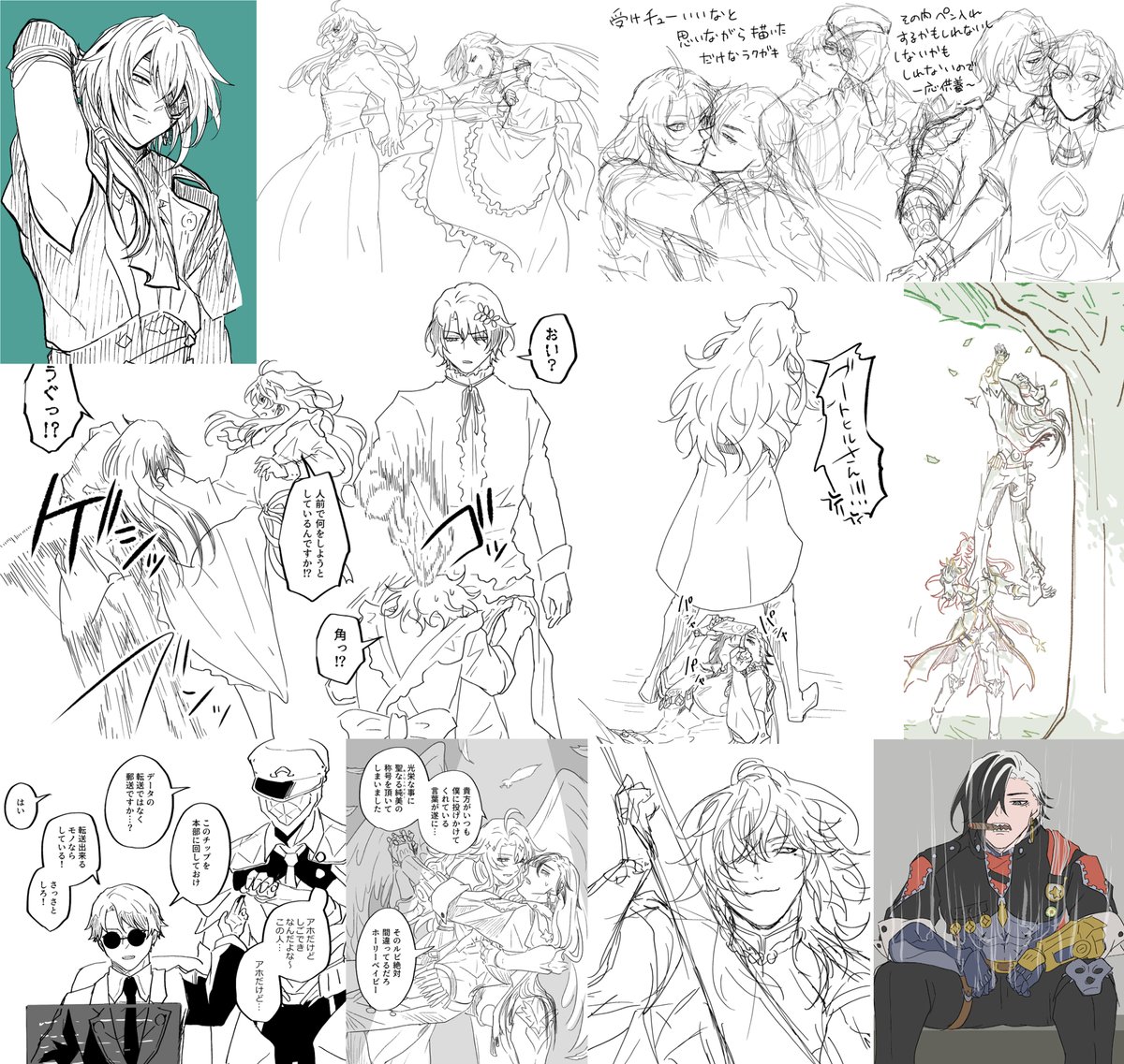 k_pipernigrum's tweet image. まともな落書きを描けていないので最近の進捗垢での雑なラクガキまとめてポン
