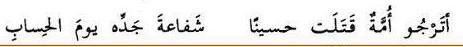 Şair diyor ki:
Hüseyin'i (منه السلام) öldüren millet dedesinin ( صلى الله عليه وسلم) şefaatini mi umuyor?