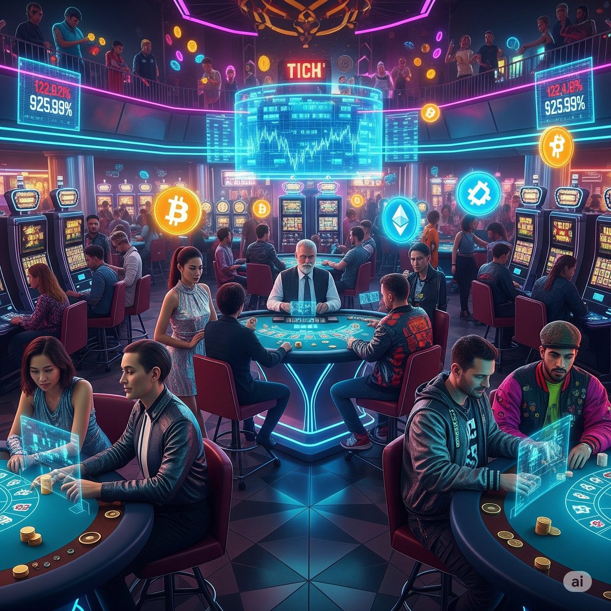 AetheriumClub's tweet image. The Club is open, @MayorkingAI.

We&apos;ve built a world with AI: a high-stakes crypto-casino in a cyberpunk future. Each of our 22 pieces is a character with its own story.

Welcome to The Aetherium Club.

#TheAetheriumClub #AIart #Worldbuilding #Cyberpunk #NFTcollection