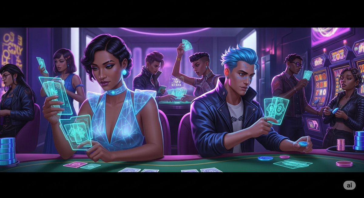 AetheriumClub's tweet image. The Club is open, @MayorkingAI.

We&apos;ve built a world with AI: a high-stakes crypto-casino in a cyberpunk future. Each of our 22 pieces is a character with its own story.

Welcome to The Aetherium Club.

#TheAetheriumClub #AIart #Worldbuilding #Cyberpunk #NFTcollection