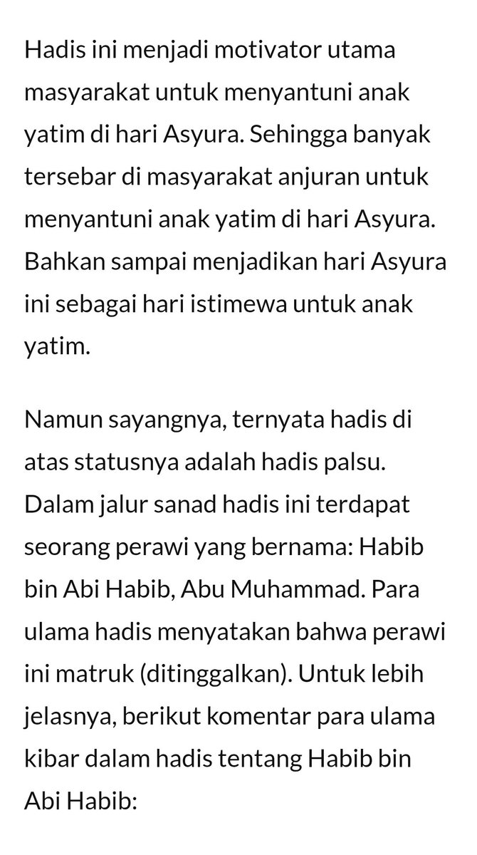 Just_Ab1's tweet photo. ▪️Menyantuni Anak Yatim Khusus Di Hari Asyura?▪️

Di antara bentuk penyimpangan yg terjadi di hari Asyura yaitu MENYENGAJA utk memberikan santunan kpd anak2 yatim dg keyakinan amalan itu ADA keutamaannya.

Walhasil, haditsnya PALSU!

Wallaahu a'lam
#info 

https://t.co/fDyjZs6hOl https://t.co/nsSlZW9PwX