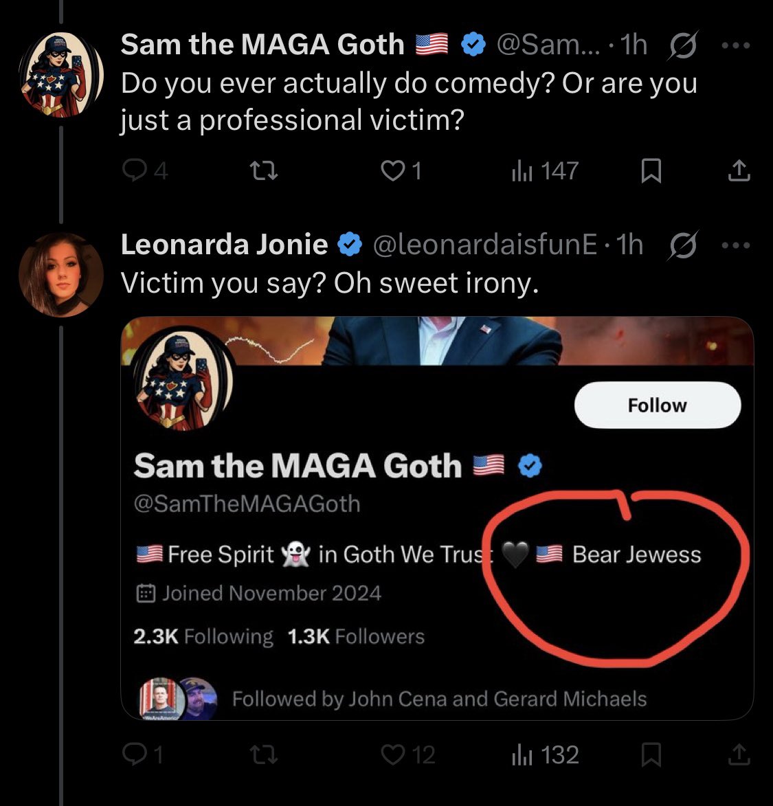 SamTheMAGAGoth's tweet image. Antisemitic pussies do all the same shit. Bitch about how Jews are oppressing them. You call out their victimhood. Then they write a low iq comment and block you so that you can’t respond. True cowards.