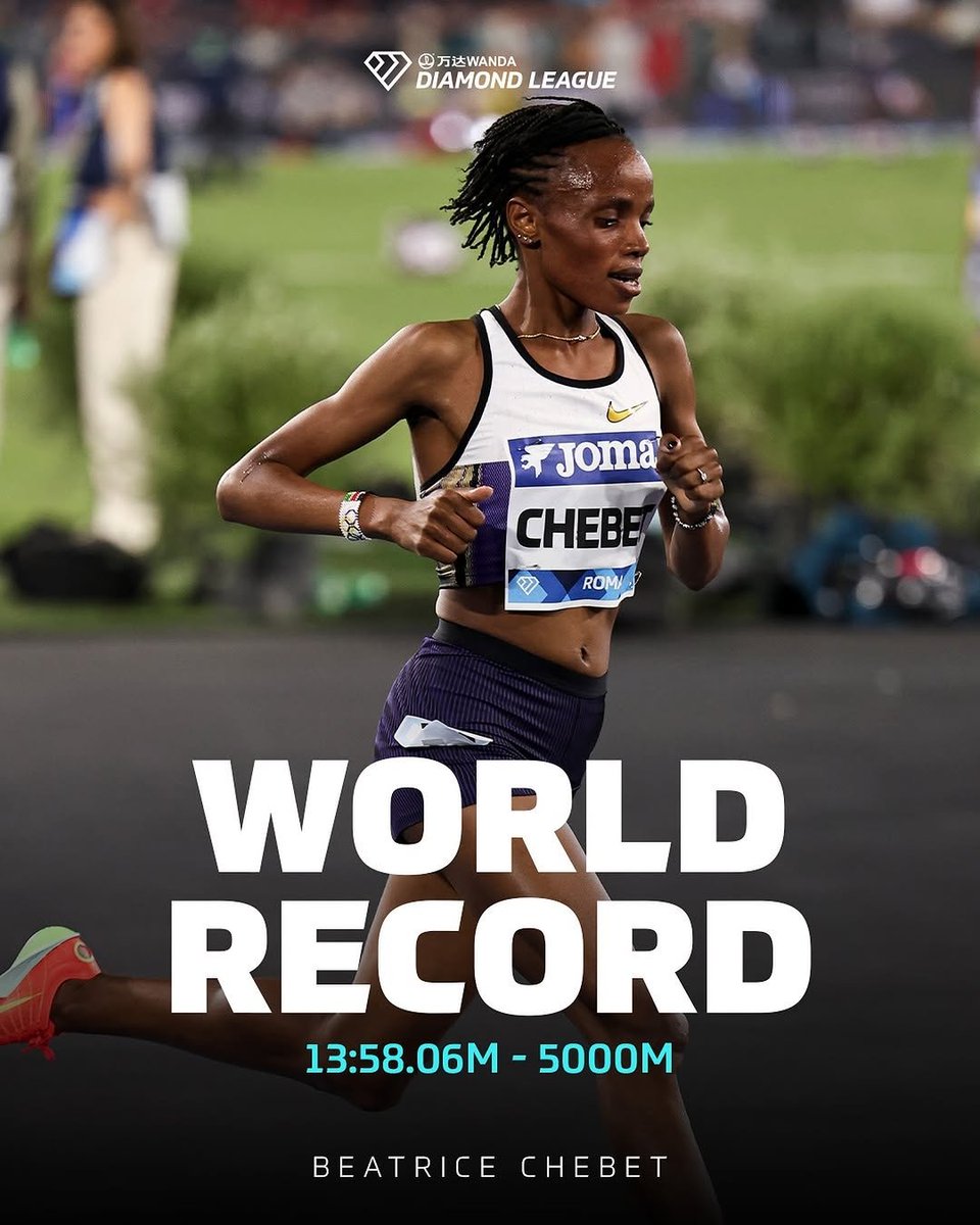 Beatrice Chebet smashes the 5,000m world record with a historic time of 13:58.06 the first woman ever to run under 14 minutes!

Congratulations! Chebet 🔥🔥👏🏽👏🏽