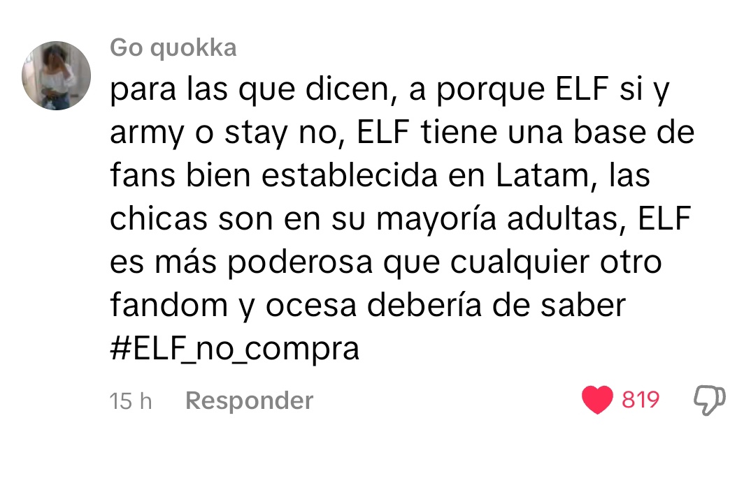 Vi este comentario en Tik tok y se me quedaron mucho sus palabras 
ELF ES PODEROSA Y OCESA DEBE SABERLo 🔥 
#ELF_NO_COMPRA #OCESA_OUT