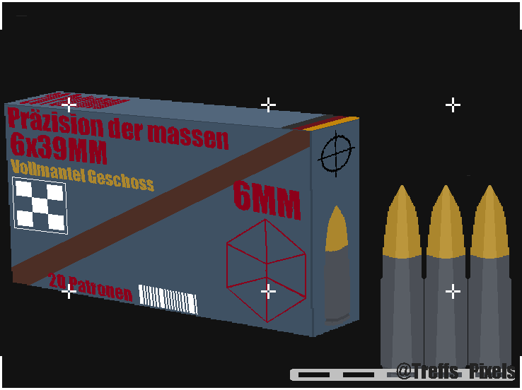 6x39MM FMJ. A new mass produced intermediate round used by every National Military Branch and the Volkspolizei. 

Light weight while also delivering a good punch at typical engagement Ranges.