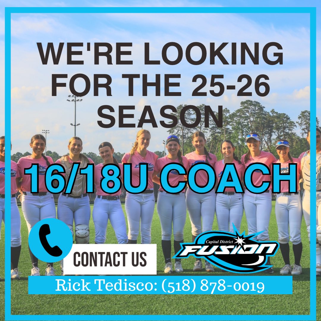 Looking for a 16/18U Regional Team head coach! Please contact Rick Tedisco for more details