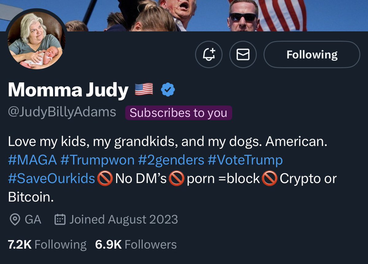 Steve 🇺🇸 (@stevelovesammo) on Twitter photo 74 followers away from 7k.
Let’s help out <a href="/JudyBillyAdams/">Momma Judy 🇺🇸</a> 🇺🇸 74 followers away from 7k.
Let’s help out <a href="/JudyBillyAdams/">Momma Judy 🇺🇸</a> 🇺🇸