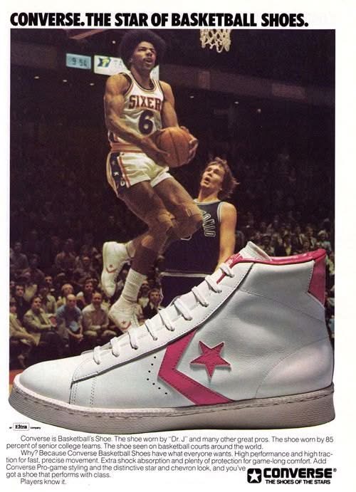 Julius Erving in a Converse ad.