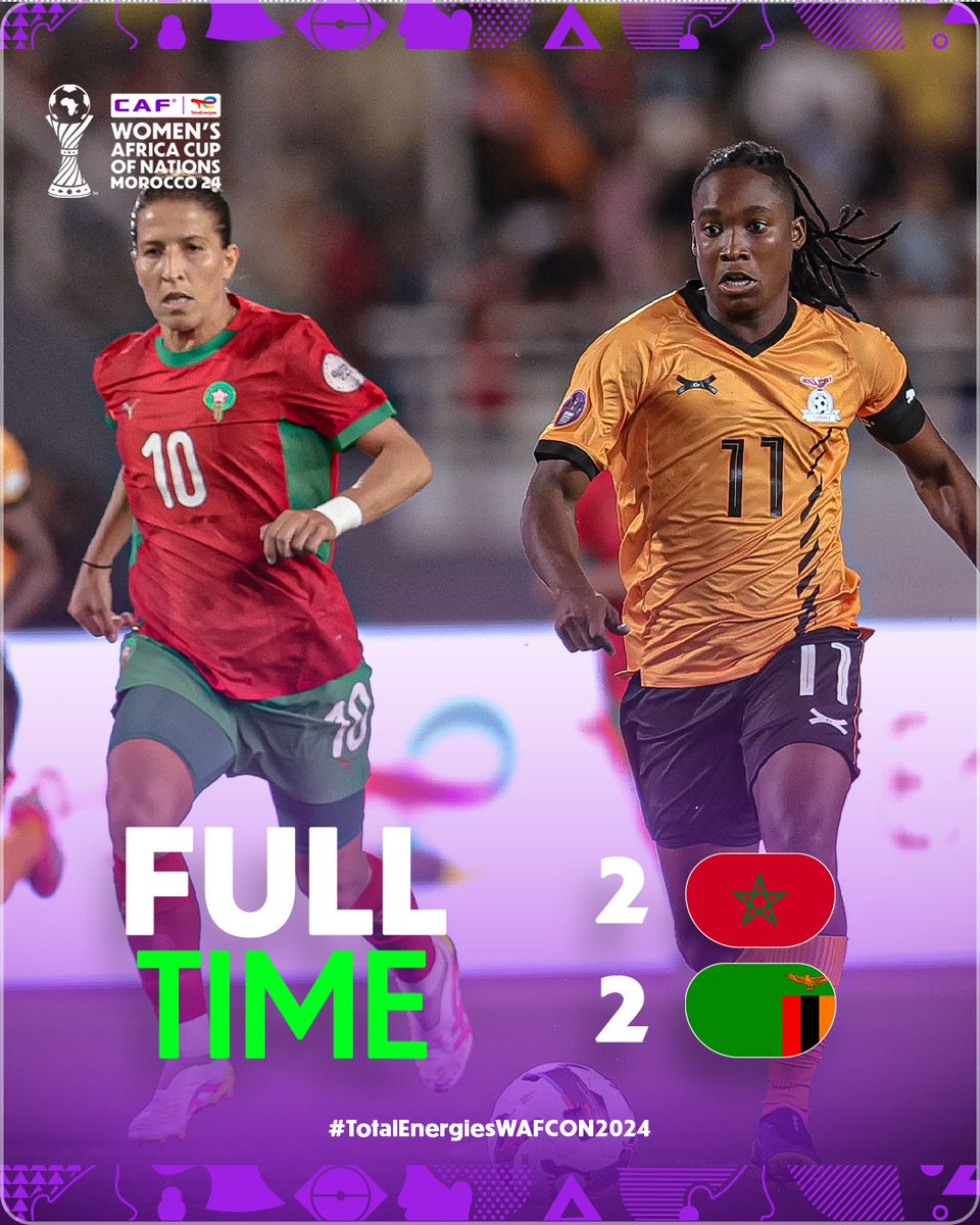 FULL-TIME!

Opening clash packed with drama, but we end level! 🇲🇦🇿🇲

#TotalEnergiesWAFCON2024
