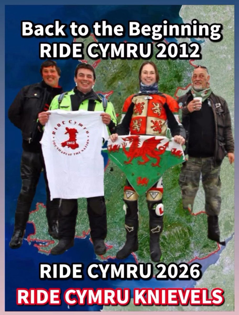 ⓇⒾⒹⒺ CYMRU MCC and the Evel Knievels charity event (@ridecymru) on Twitter photo #backtothebeginning RIDE CYMRU KNIEVELS 2012 - 2026
The event returns to its original route to take us past £300,000 for charity. #backtothebeginning RIDE CYMRU KNIEVELS 2012 - 2026
The event returns to its original route to take us past £300,000 for charity.