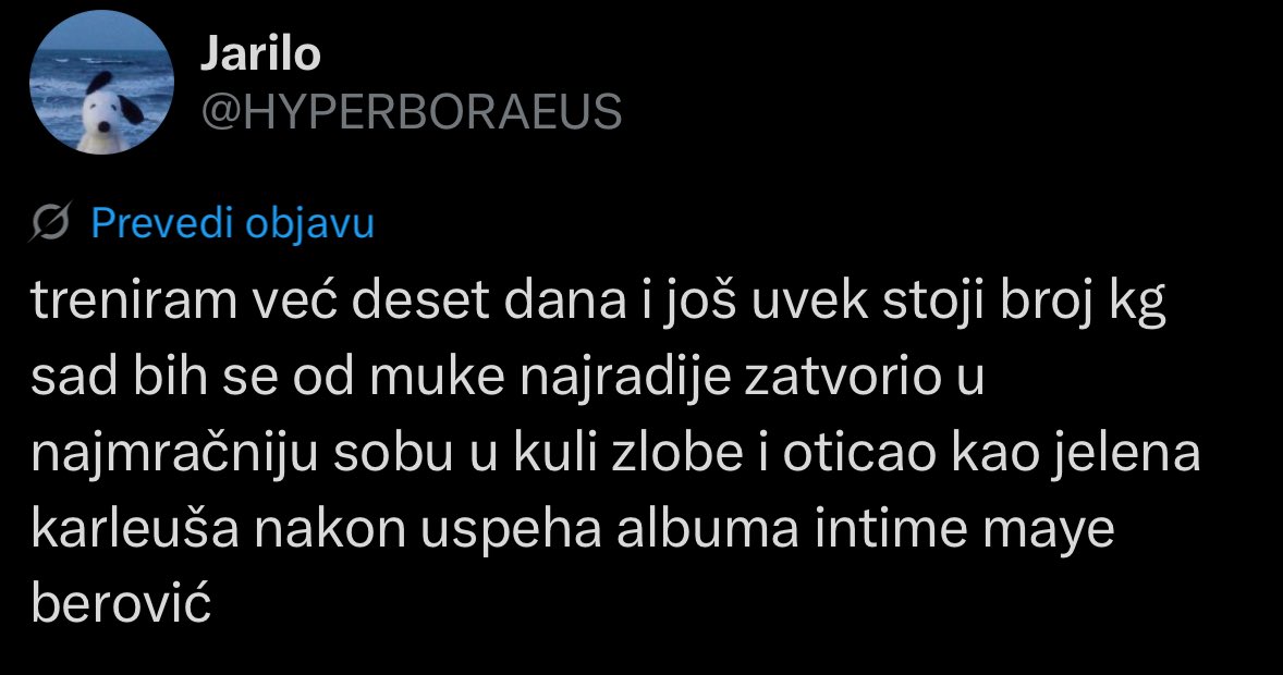 Karleu*a koja pljuje mayu i atelje trag to znači samo da je sve predobro i da pizdi