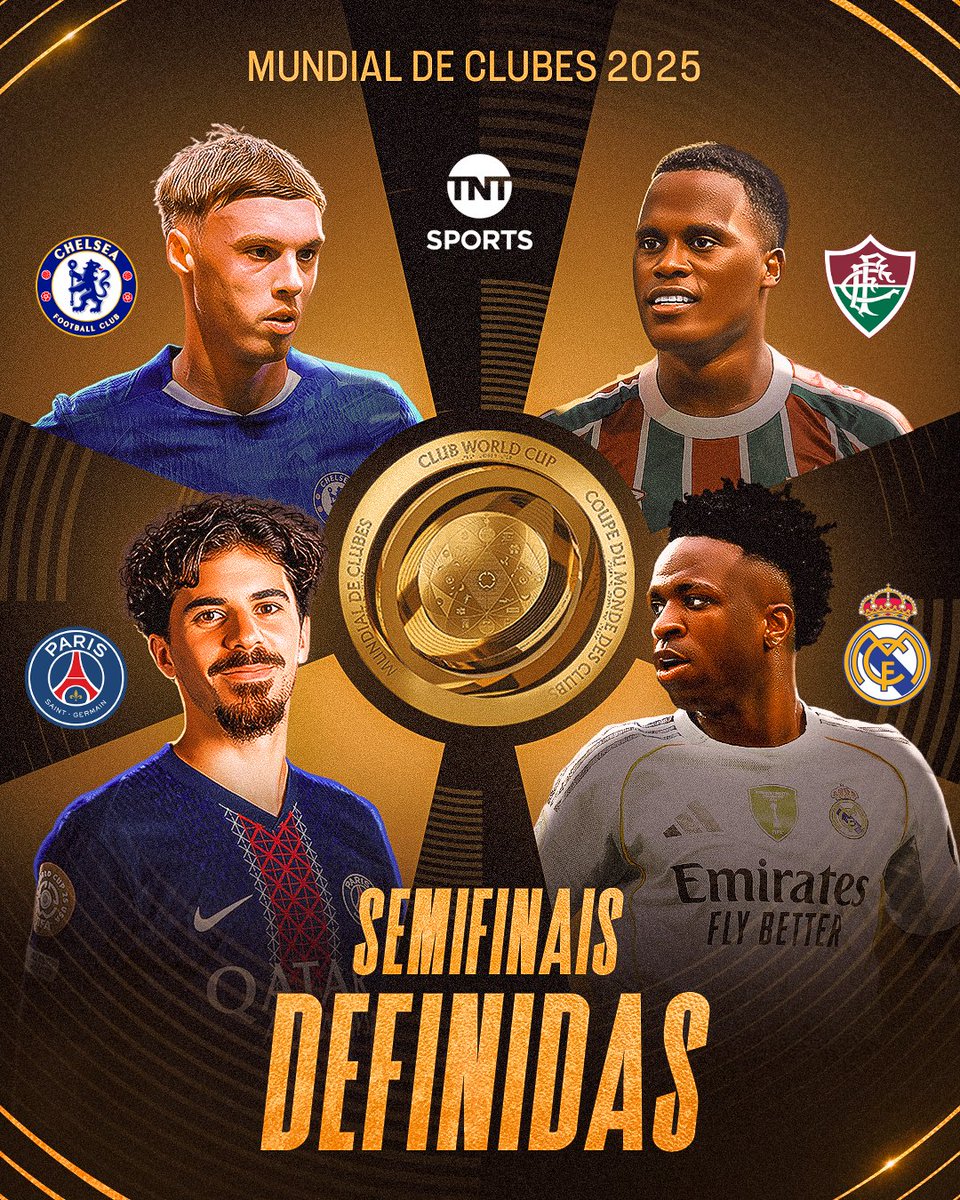 TNTSportsBR's tweet photo. AGORA É OFICIAL: AS SEMIFINAIS DO MUNDIAL DE CLUBES ESTÃO DEFINIDAS! 🚨🔥 E TEMOS UM BRASILEIRO NO MEIO DOS GIGANTES EUROPEUS, TÁ?! 🇧🇷💪🇭🇺 #MundialDeClubes2025 https://t.co/UeEmLjSiCd
