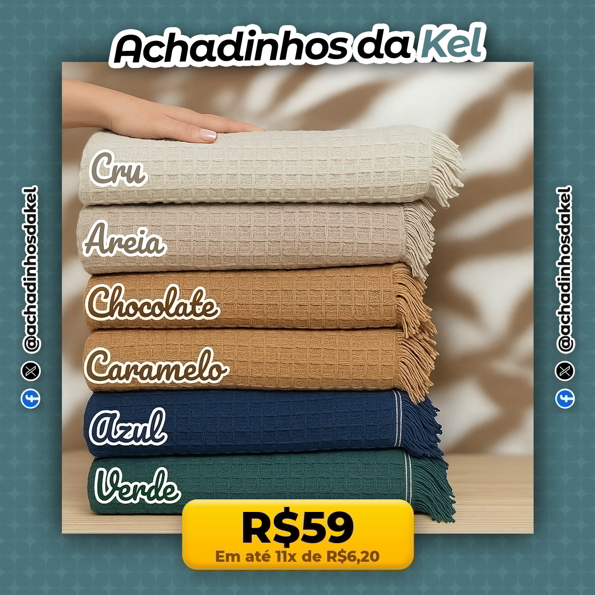 achadinhosdakel's tweet image. DECOR ACONCHEGANTE! ✨🛋️

🏷️ Manta Sofá Boho Algodão Cru Franjas Grande
🔥 POR R$59

🛒 s.shopee.com.br/gD8EW6H4x

#decoracao #aconchego #boho