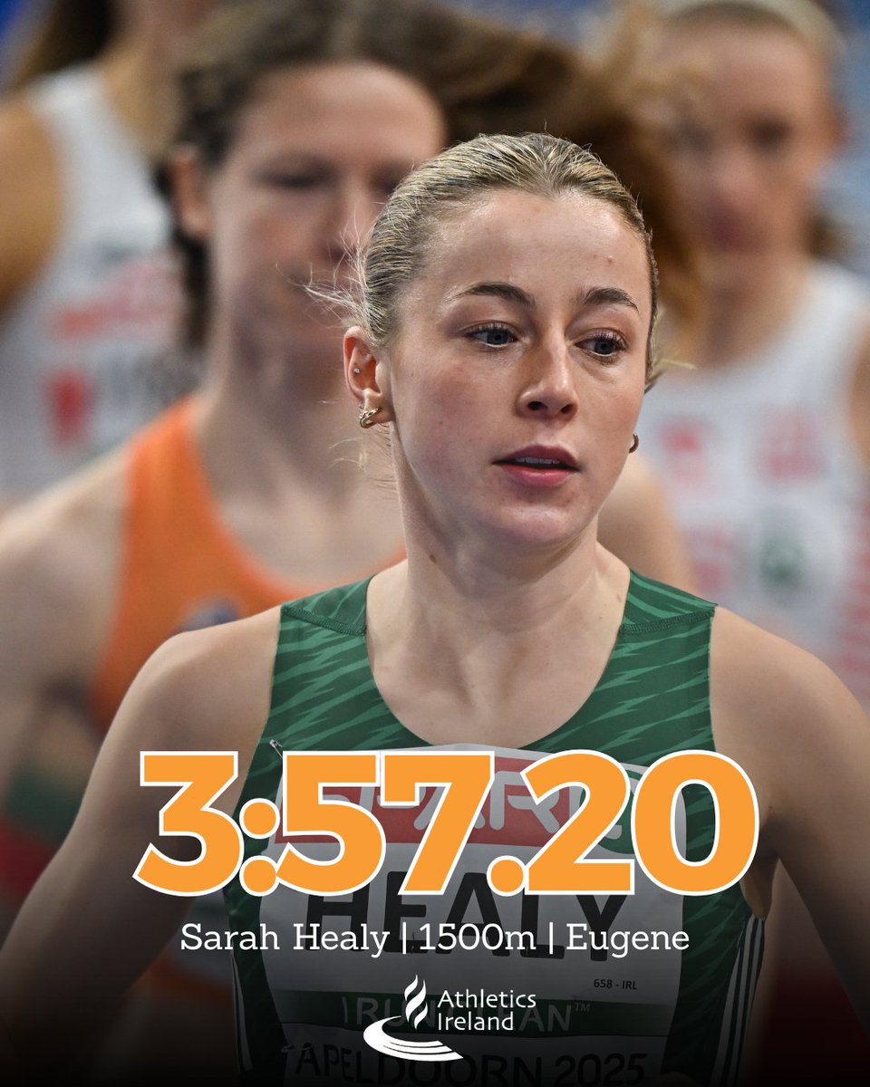 Sarah Healy finishes 7th in the 1500m which is won by Faith Kipyegon (KEN) in a new world record time of 3:48.68🤯

Healy crosses in 3:57.20 to back up her recent 3:57.15 PB set in Paris back on June 20th👏💠

#IrishAthletics #DiamondLeague