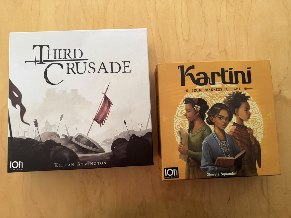 The Players’ Aid (@playersaidblog) on Twitter photo Also got these 2 today. Third Crusade and Kartini: From Darkness to Light from <a href="/IonGameDesign/">Ion Game Design</a> Also got these 2 today. Third Crusade and Kartini: From Darkness to Light from <a href="/IonGameDesign/">Ion Game Design</a>