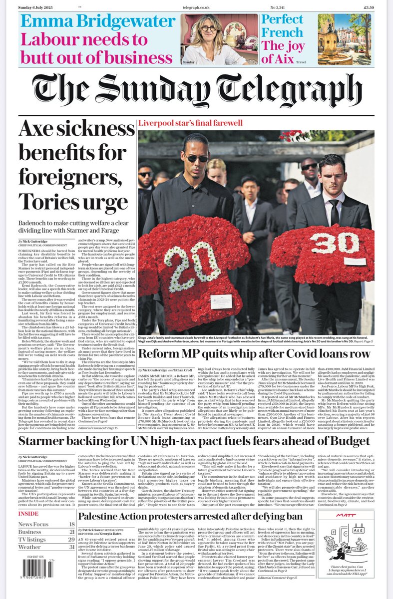 AllisterHeath's tweet image. Our Sunday ⁦@Telegraph⁩ p1