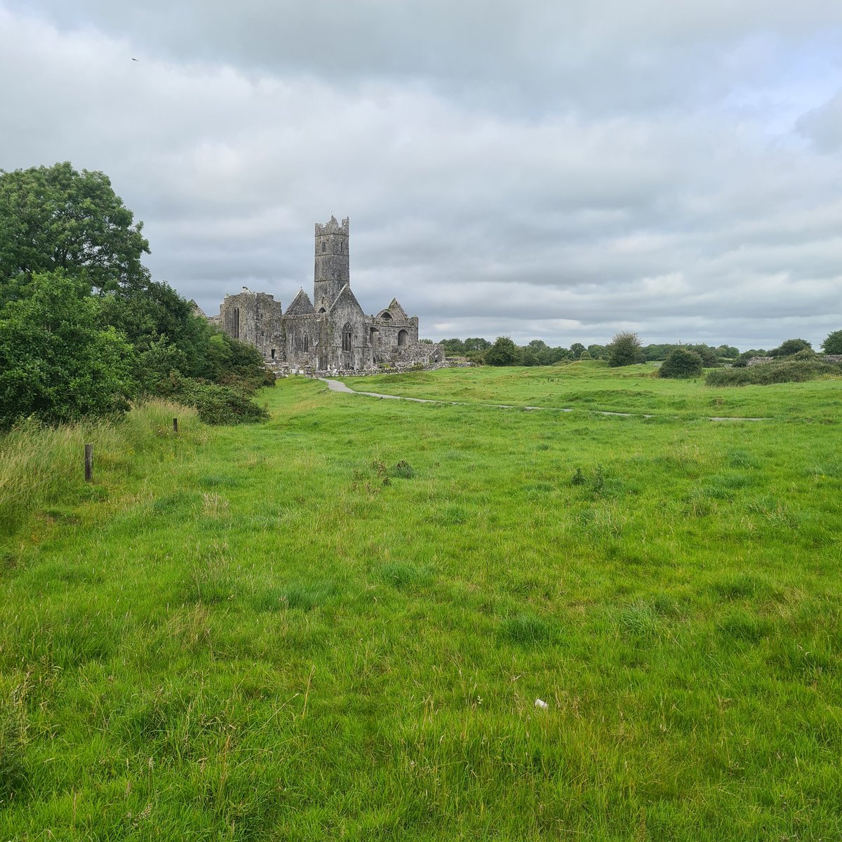 No heat wave so far 😄 日本から戻り、一緒の飛行機で遊びに来てくれた父と過ごす3週間。ソーシャルメディア、編み物と糸紡ぎはしばしお休み。今日は近隣をドライブ、Quinにある修道院跡です。#アイルランド