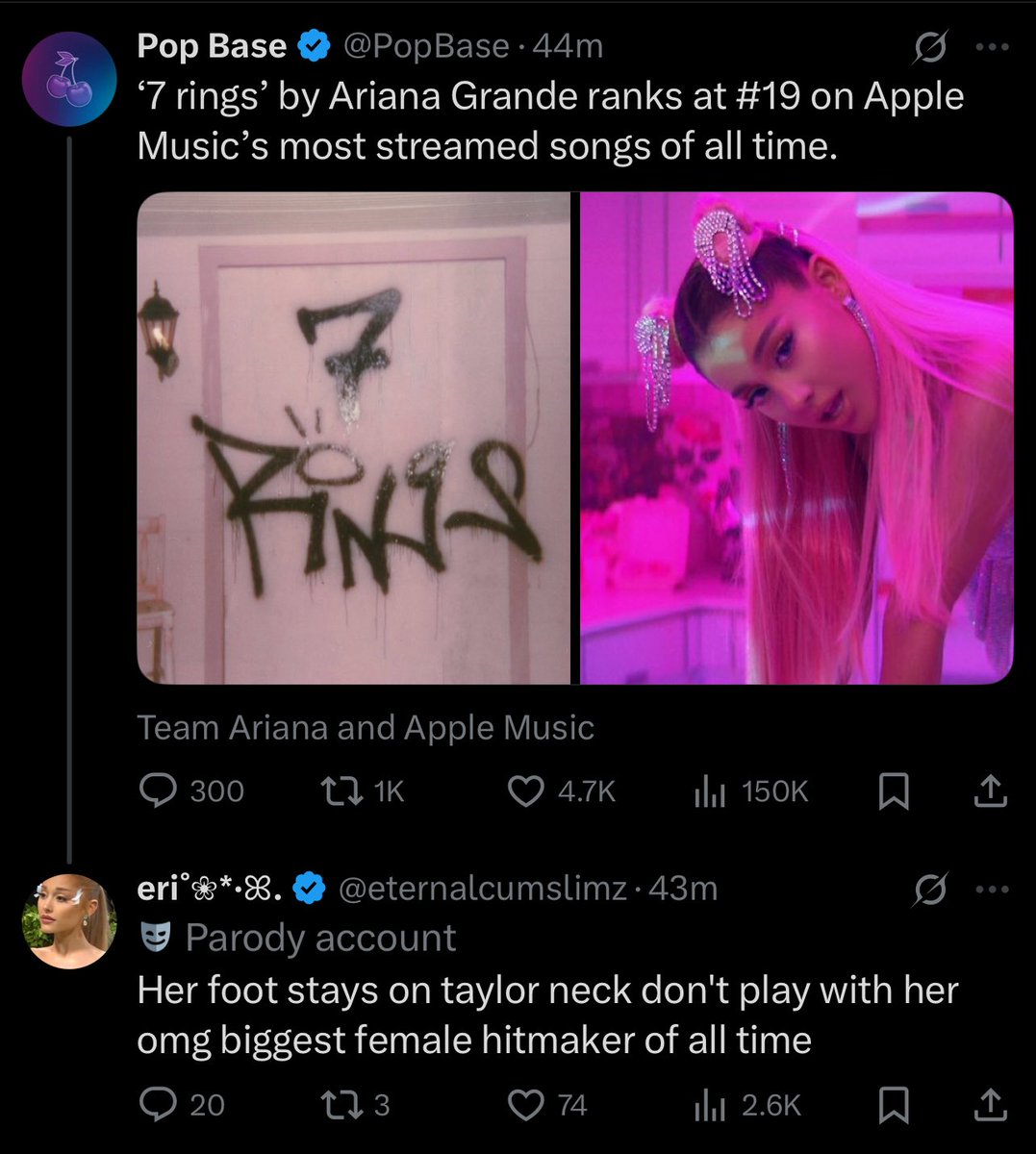 no "congratulations" or "happy for you ariana" his first thought is always taylor swift 😭