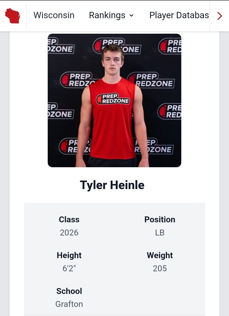 Grafton Athletic Booster Club (@grafton_gabc) on Twitter photo We see you <a href="/TylerHeinle7/">Tyler Heinle</a>!
Ranked 5th best senior in the state by <a href="/PrepRedzoneWI/">Prep Redzone Wisconsin</a> & <a href="/MJ_NFLDraft/">Mark Johnson</a>.
Top senior LB as well.
#BlackHawkPride We see you <a href="/TylerHeinle7/">Tyler Heinle</a>!
Ranked 5th best senior in the state by <a href="/PrepRedzoneWI/">Prep Redzone Wisconsin</a> & <a href="/MJ_NFLDraft/">Mark Johnson</a>.
Top senior LB as well.
#BlackHawkPride