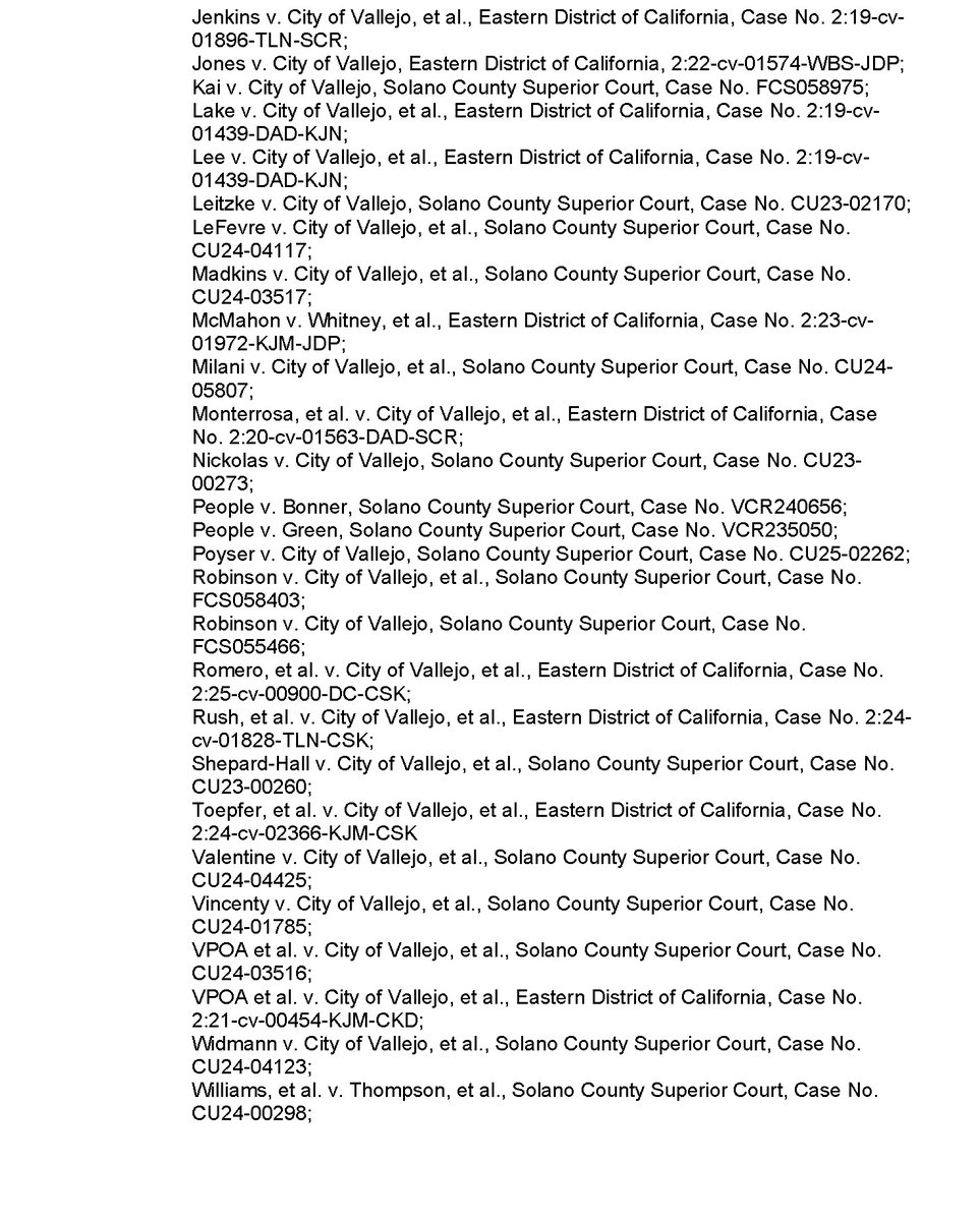 That's quite a list of lawsuits that the City of Vallejo is involved with right now.
vallejoca.portal.civicclerk.com/event/7540/fil…
Hopefully none of them will bring the city back into Chapter 9 bankruptcy again.