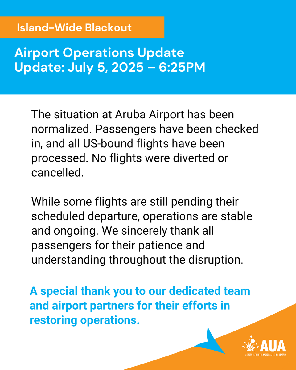 Airport Operations Update

#AUA #ArubaAirport #Aruba