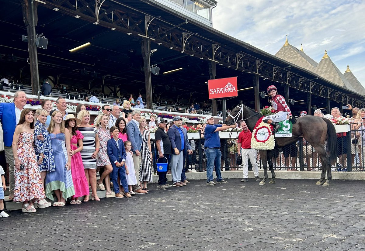 FIONN pulls off the upset in the Belmont Oaks as she nabs heavy favorite Nitrogen at the wire.

A great win for <a href="/bradcoxracing/">Brad H. Cox Racing</a> and Flavien Prat as the sire Twirling Candy sweeps the two turf stakes races today at #Saratoga.