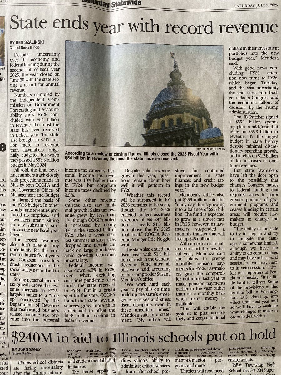 MartyForIL's tweet image. Only the governor, spendacrats and their media lackeys would celebrate the taking from Illinois families. How disgusting. We need less spending lower taxes (revenues) and we need more residents to stay in Illinois.
@returntoreasonable @wesbury @BlaineWilhour @Libs_OfChicago