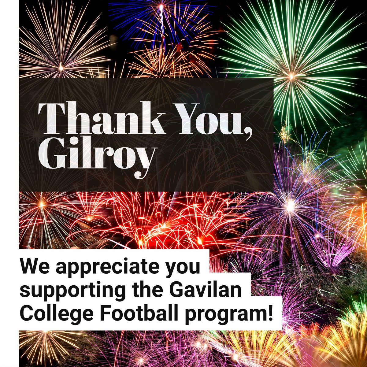 Thank you for supporting the Gavilan College Football program!!
