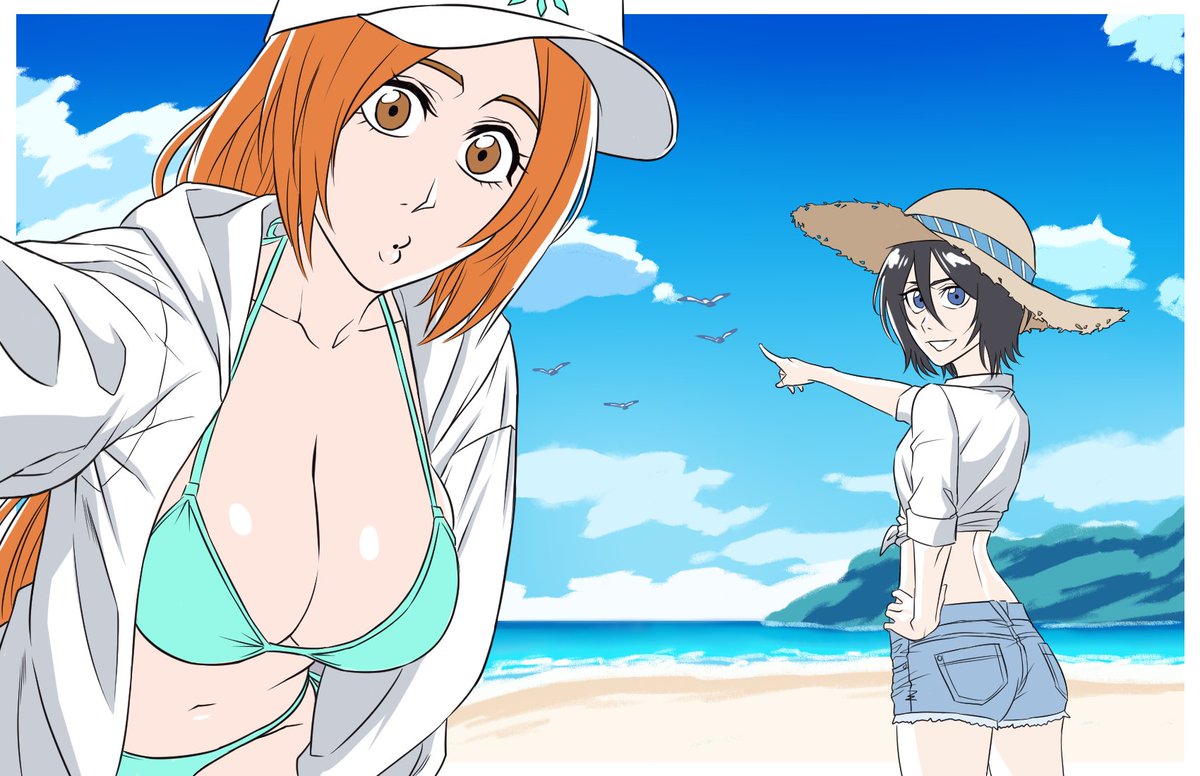 kirbyotaku's tweet image. Nice day at the bleach~ ⛱️
Everyone drawing summer stuff so I wanna join in too lol. Also #NationalBikiniDay supposedly, I guess it works out.