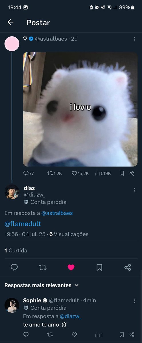 eu e meu namorado somos tao iguais que ate o jeito de responder o post é praticamente igual