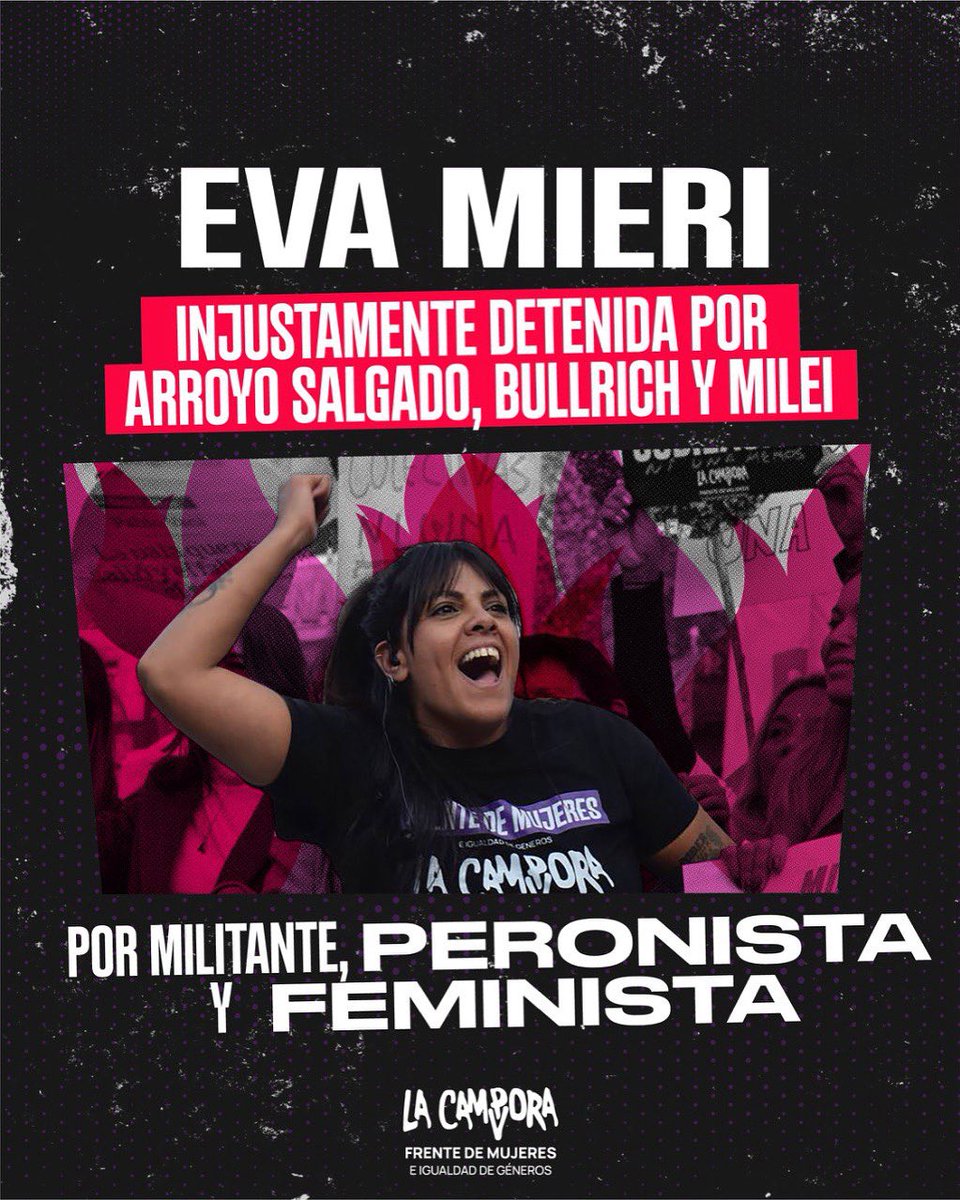 Esta mañana nos enteramos de la inminente liberación de Iván y Aldana. Y del traslado de Eva al penal de máxima seguridad de Ezeiza.

Exigimos la inmediata liberación de las compañeras Alesia y Eva.

LAS PIBAS Y CRISTINA SON INOCENTES.