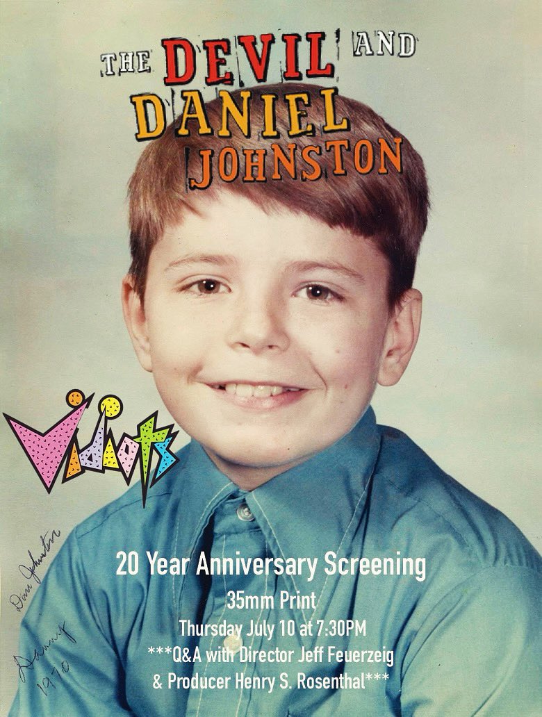 FeuerzeigJeff's tweet image. DON’T LET THE SUN🌞GO DOWN ON YOUR GRIEVANCES! 20 year anniversary of my Sundance award-winning THE DEVIL and DANIEL JOHNSTON.
VIDIOTS Eagle 🦅 Rock Q&A w/ tales from the bloody🩸trenches of Indie-Doc underground.
Crush the digital corporate ogre👹…
Thursday, July 10 7:30pm