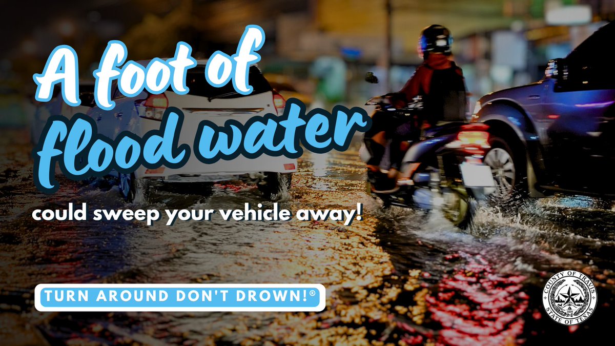 🌧️ Stay home if you can tonight (7/5). Flooding is especially dangerous in the dark.

🌙 If you must drive:

-Never drive through floodwater. Turn around, don’t drown

-Don’t go around barricades

-Avoid bridges over fast water

-Road closure info: ATXfloods.com