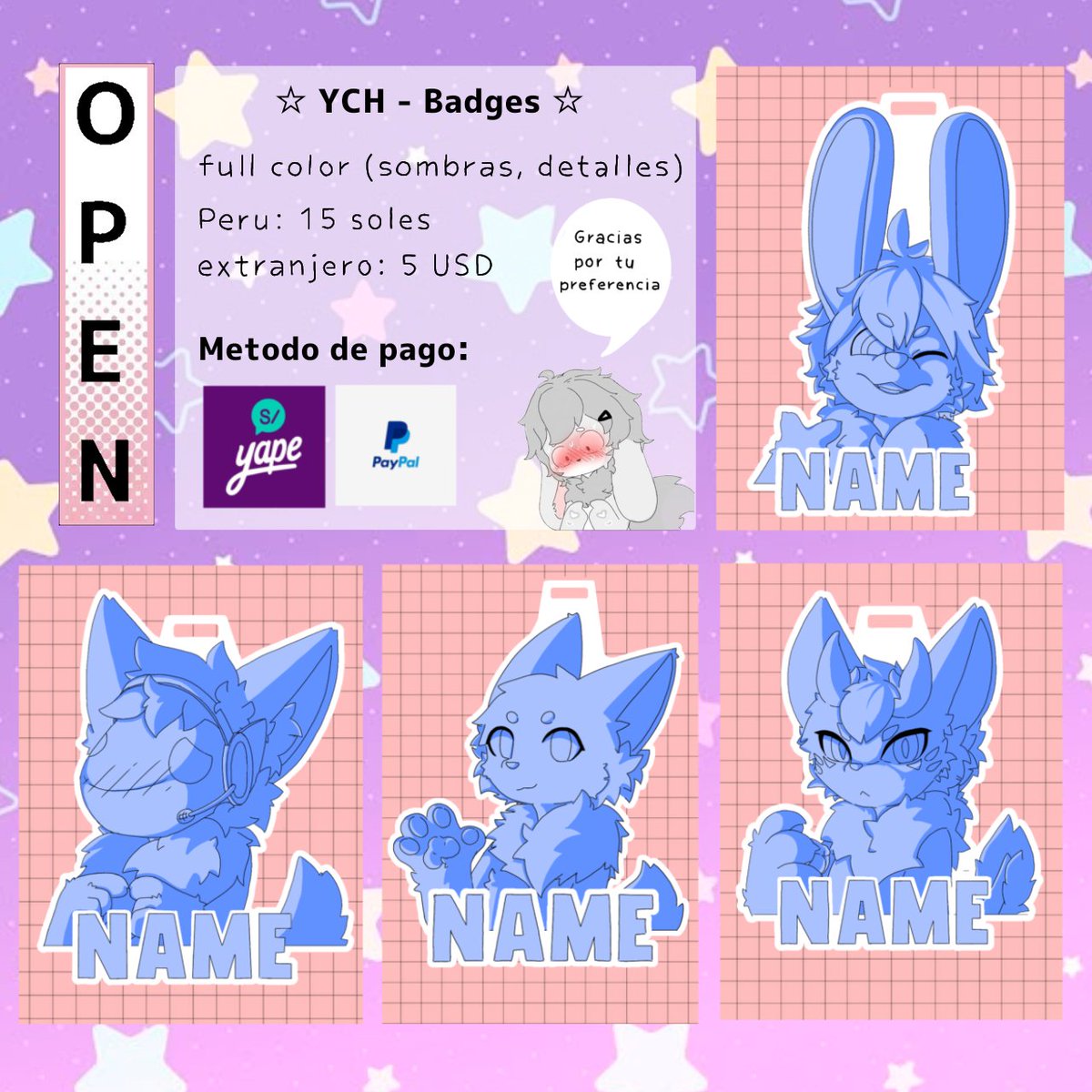 Commissions open!!! 🐇☕

☆ YCH - Badges ☆

For more information, you can visit my Telegram channel: t.me/Sukuro_fanart

Take advantage of this opportunity <3

#ComisionesAbiertas #commissionopen