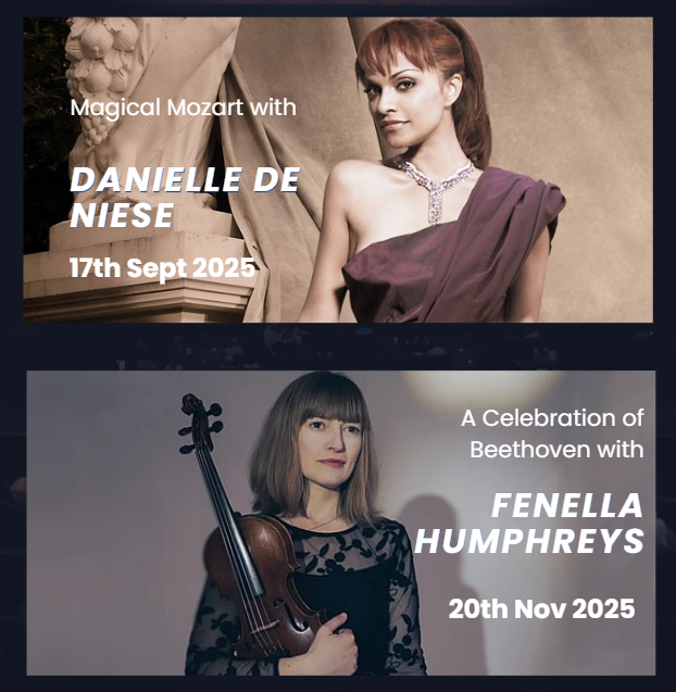 GrayConc's tweet image. This autumn join us for
17 Sept: The incomparable @Danielledeniese sings Mozart with the @mozartplayers.
20 Nov: Beethoven’s genius brought to life by @fhvln & the LMP
Tickets available now, with optional supper packages and priority booking for Friends
🔗 grayshottconcerts.co.uk