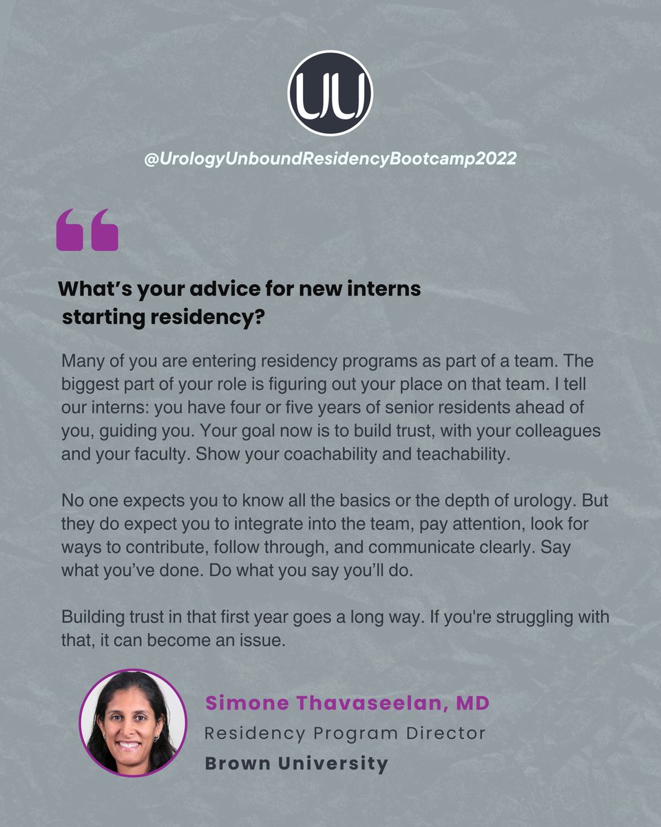 UrologyUnbound's tweet image. 🚀 July marks an exciting new chapter for urology interns!
📚 At the 2022 Urology Unbound Bootcamp, Dr. @SThavaseelanUro of @BrownUrology shared key advice for incoming interns.
🎥 UU resident members: Watch the full session at urologyunbound.org
@rfrankjones_uro