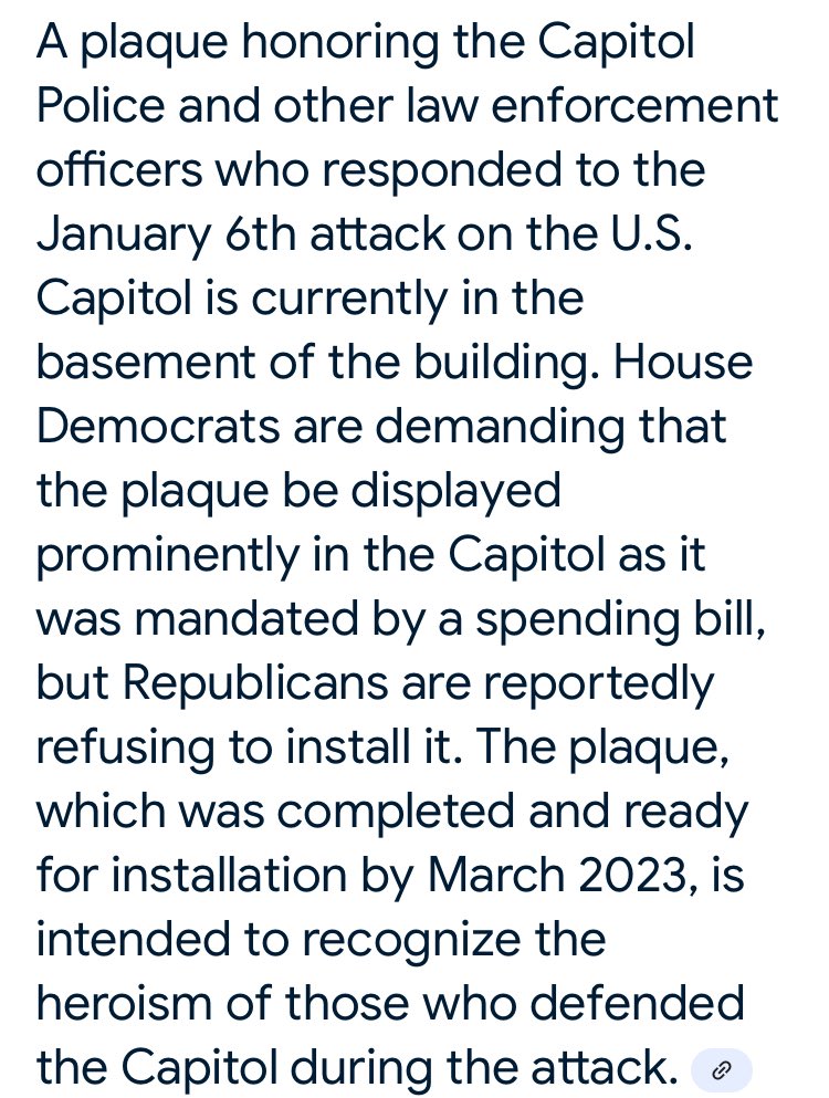 LarryTenney's tweet photo. House Republicans -- afraid to piss off Trump -- don't wanna install a plaque in the Capitol honoring law enforcement who defended the Capitol on J6

The plaque was made but is sitting in the basement 

MAGA rewriting history like Stalin did after Lenin https://t.co/pToiTnwDzX