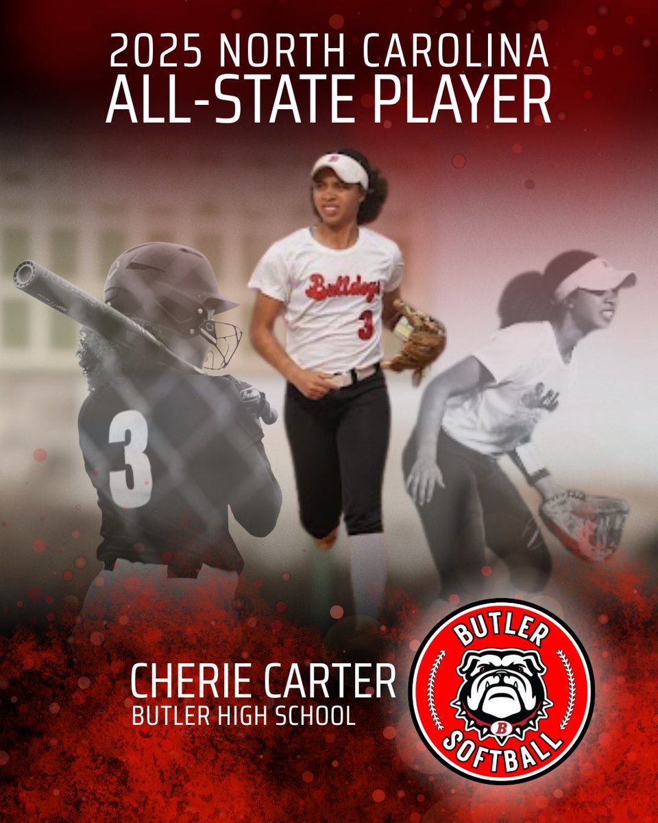 Butler varsity softball stand out Cherie Carter has been selected to the NCSCA All State 4A team for 2025!
Way to go Cherie!