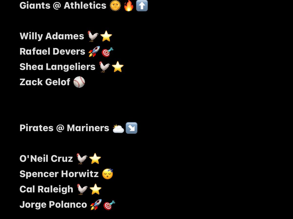 The List 7/5 ⚾️📋 (Night Slate)

As I always say, make sure to research, look at what I’m saying to make sure I’m not just writing to write &amp; if he’s your guy, and you like him : TAKE HIM! 

Another beautiful day and a great opportunity to make some great money!! 

BASES PAY